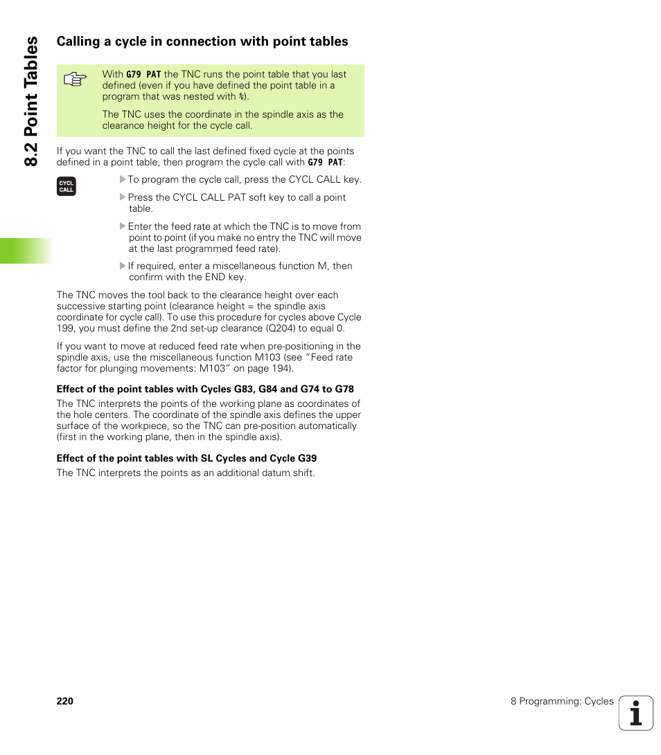 Calling a cycle in connection with point tables, 2 p oint t a bles | HEIDENHAIN iTNC 530 (340 420) ISO programming User Manual | Page 220 / 505
