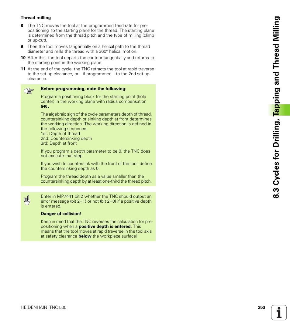 HEIDENHAIN iTNC 530 (340 420) ISO programming User Manual | Page 253 / 505