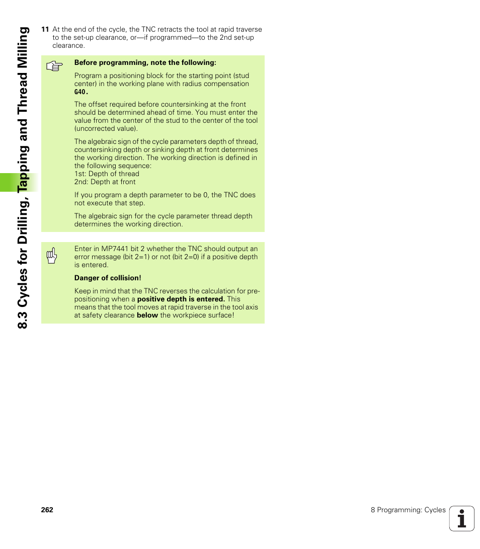 HEIDENHAIN iTNC 530 (340 420) ISO programming User Manual | Page 262 / 505
