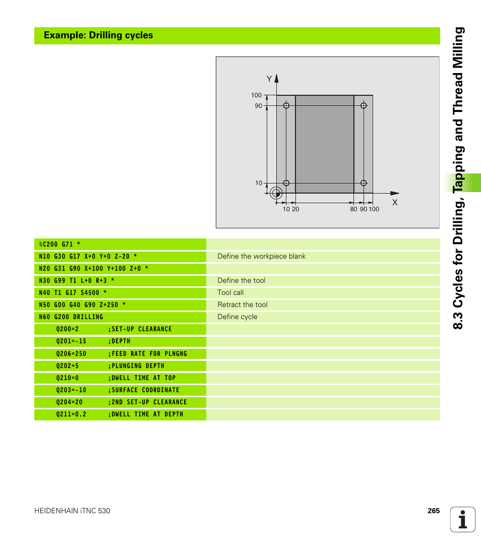 HEIDENHAIN iTNC 530 (340 420) ISO programming User Manual | Page 265 / 505