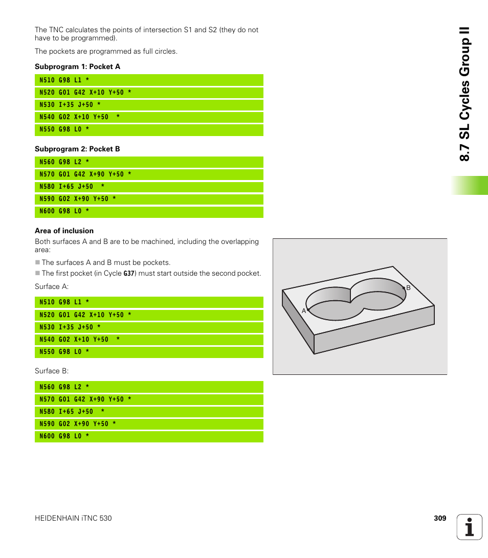 7 sl cy cles gr oup ii | HEIDENHAIN iTNC 530 (340 420) ISO programming User Manual | Page 309 / 505
