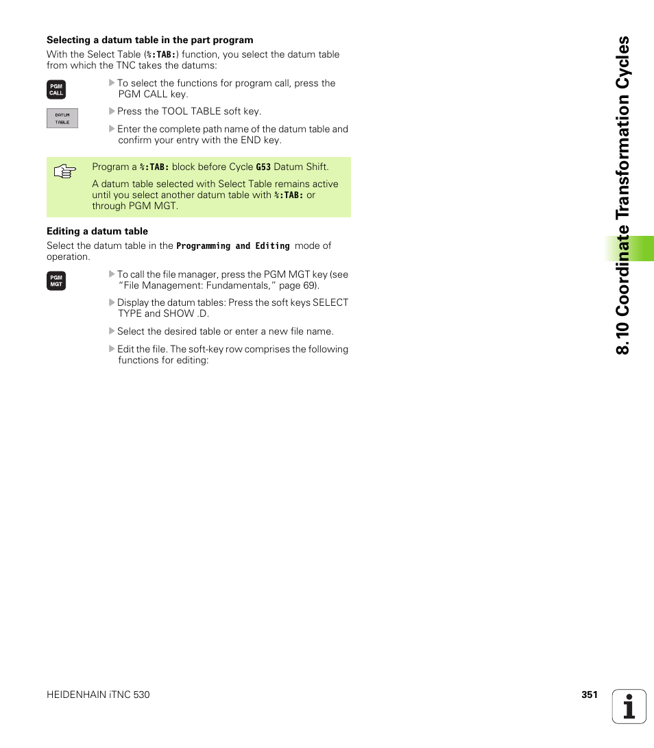 1 0 coor di na te t ra n s for m ati on cy cle s | HEIDENHAIN iTNC 530 (340 420) ISO programming User Manual | Page 351 / 505