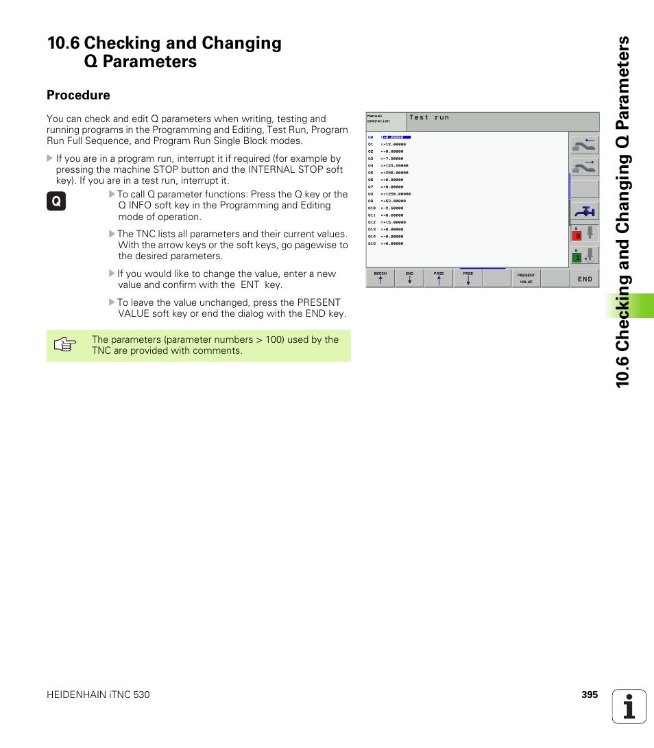 6 checking and changing q parameters, Procedure | HEIDENHAIN iTNC 530 (340 420) ISO programming User Manual | Page 395 / 505