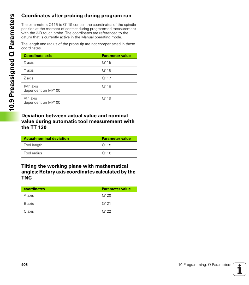 Coordinates after probing during program run | HEIDENHAIN iTNC 530 (340 420) ISO programming User Manual | Page 406 / 505