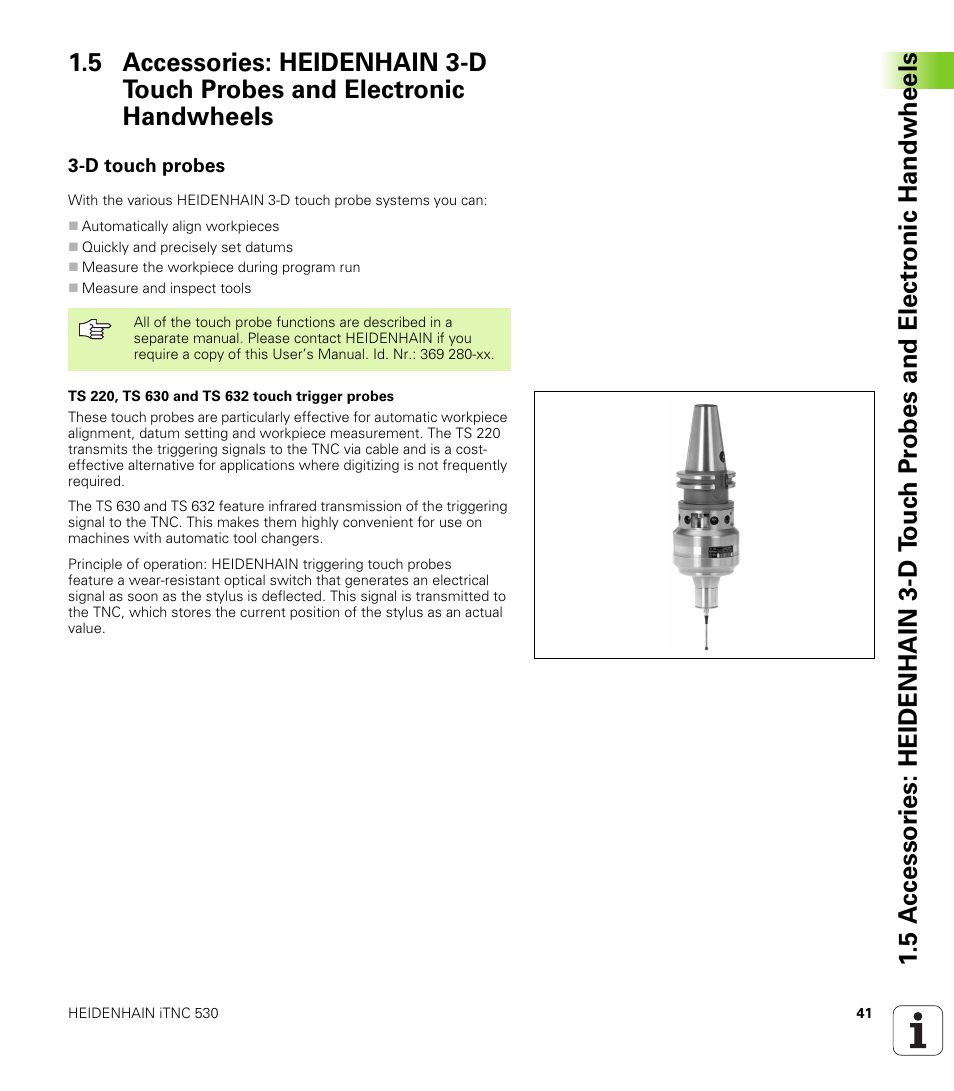 D touch probes | HEIDENHAIN iTNC 530 (340 420) ISO programming User Manual | Page 41 / 505