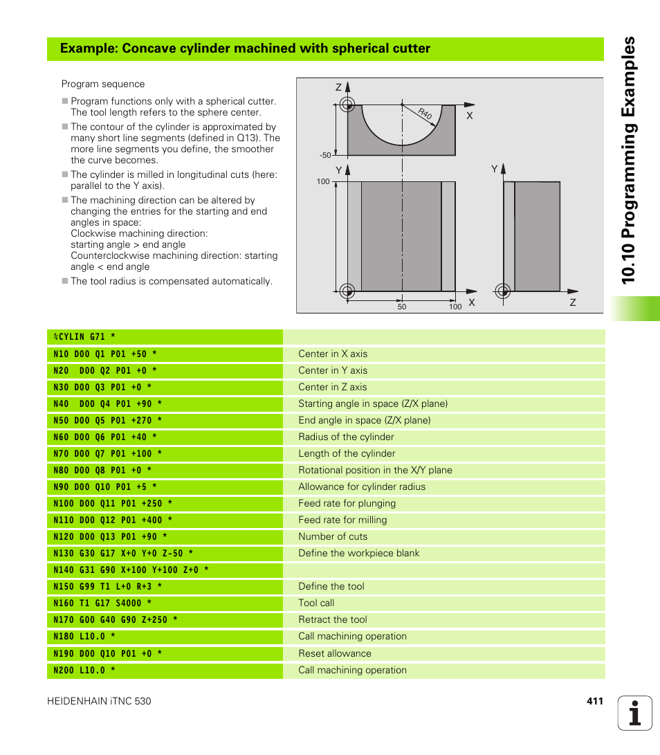 10 .1 0 pr ogr amming examples | HEIDENHAIN iTNC 530 (340 420) ISO programming User Manual | Page 411 / 505