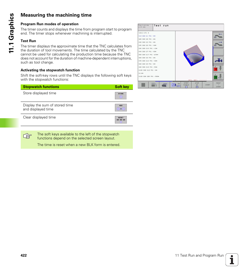 Measuring the machining time, 1 gr aphics | HEIDENHAIN iTNC 530 (340 420) ISO programming User Manual | Page 422 / 505