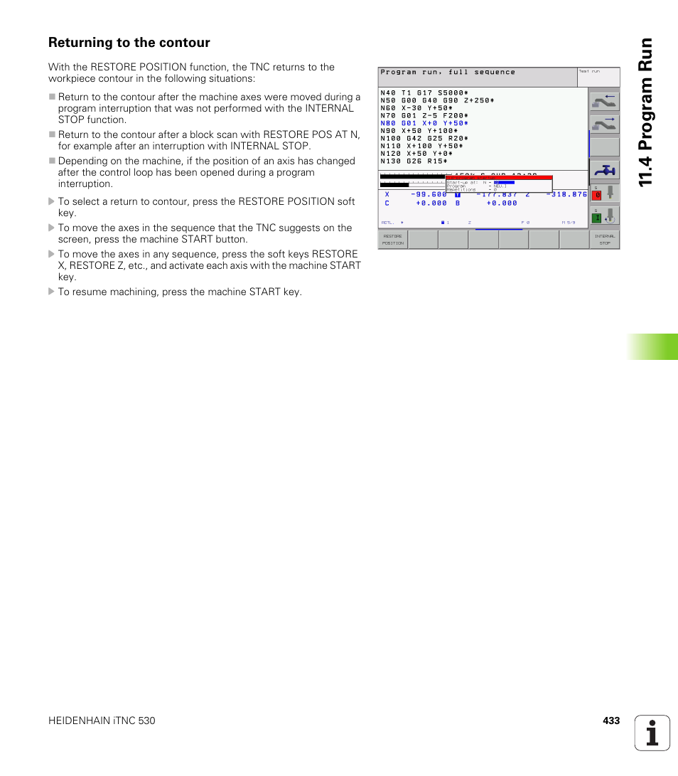 Returning to the contour, 4 pr ogr am run | HEIDENHAIN iTNC 530 (340 420) ISO programming User Manual | Page 433 / 505