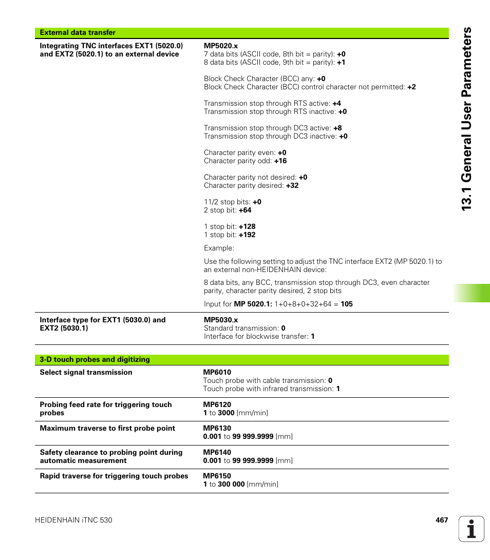 1 gener a l user p a ra met e rs | HEIDENHAIN iTNC 530 (340 420) ISO programming User Manual | Page 467 / 505