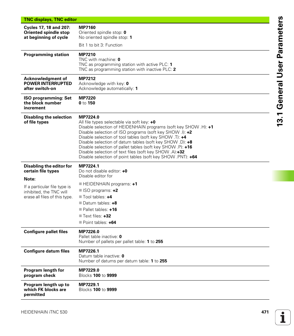 1 gener a l user p a ra met e rs | HEIDENHAIN iTNC 530 (340 420) ISO programming User Manual | Page 471 / 505