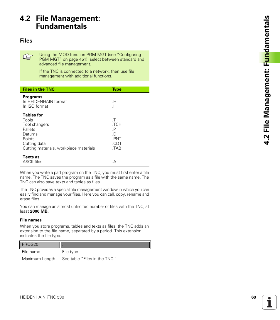 2 file management: fundamentals, Files | HEIDENHAIN iTNC 530 (340 420) ISO programming User Manual | Page 69 / 505
