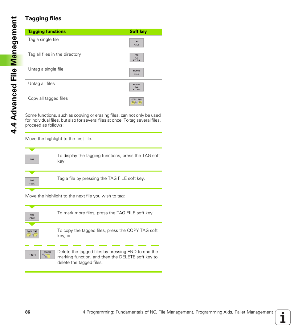 Tagging files, Tag a file | HEIDENHAIN iTNC 530 (340 420) ISO programming User Manual | Page 86 / 505