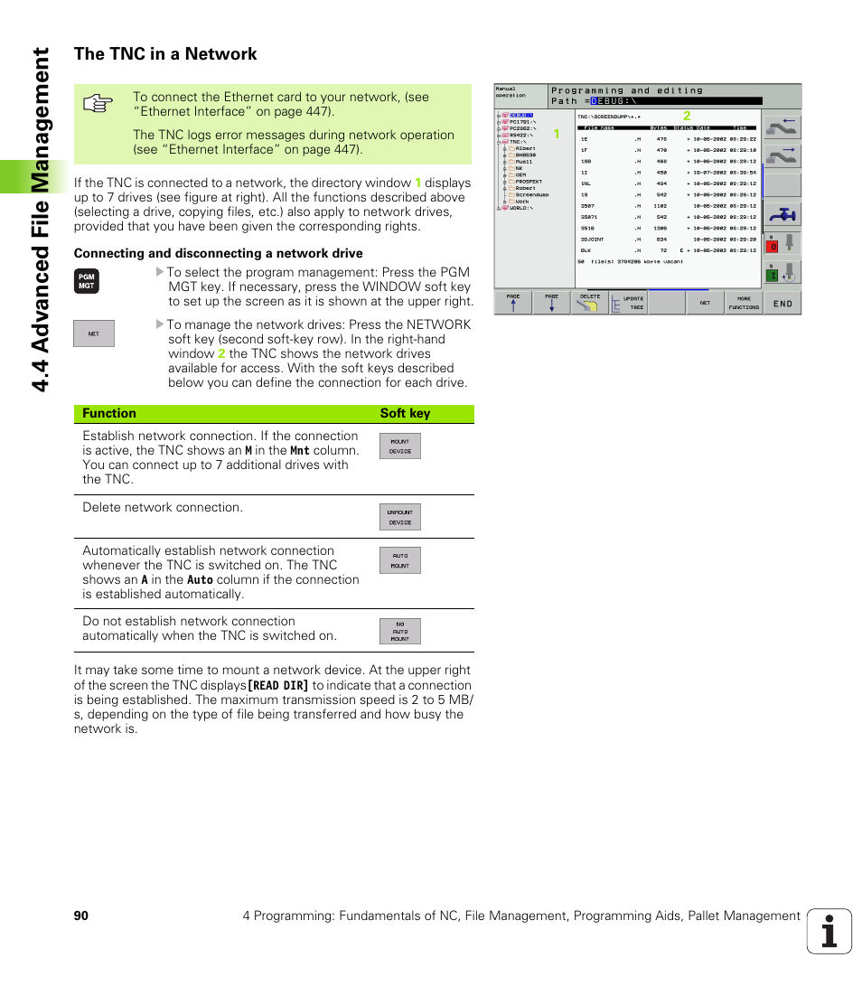 The tnc in a network, Manage network drives | HEIDENHAIN iTNC 530 (340 420) ISO programming User Manual | Page 90 / 505