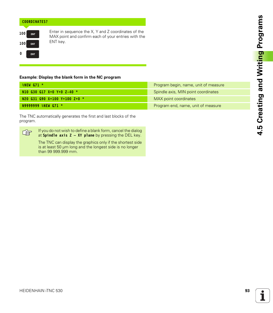 5 cr eating and w riting pr ogr a ms | HEIDENHAIN iTNC 530 (340 420) ISO programming User Manual | Page 93 / 505