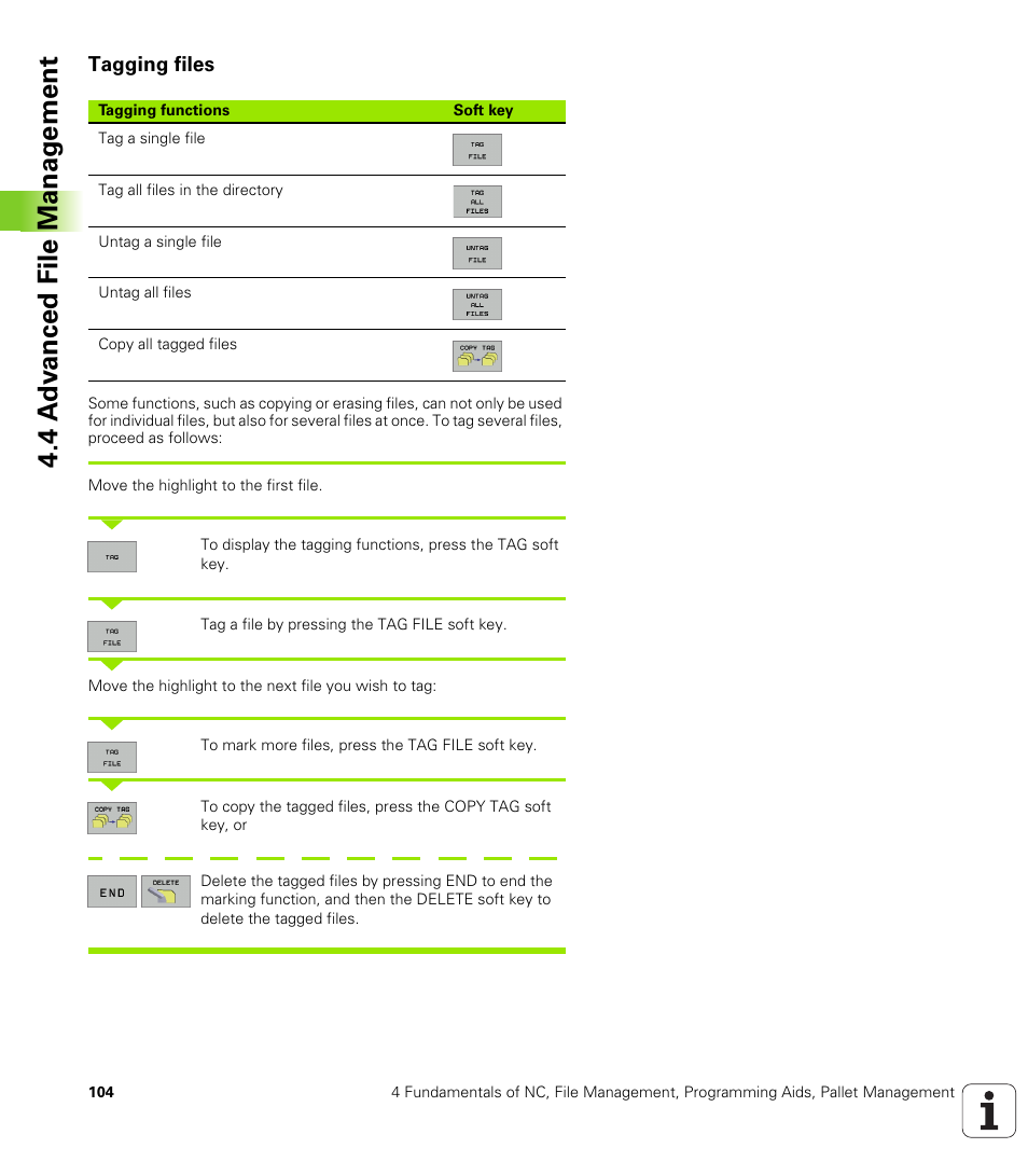 Tagging files, Tag a file | HEIDENHAIN iTNC 530 (340 422) User Manual | Page 104 / 657