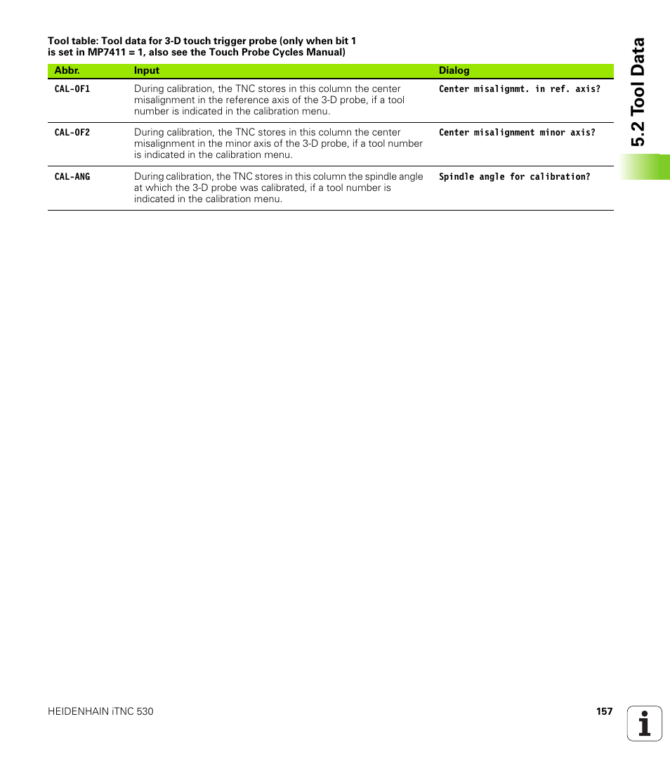 2 t ool d a ta | HEIDENHAIN iTNC 530 (340 422) User Manual | Page 157 / 657