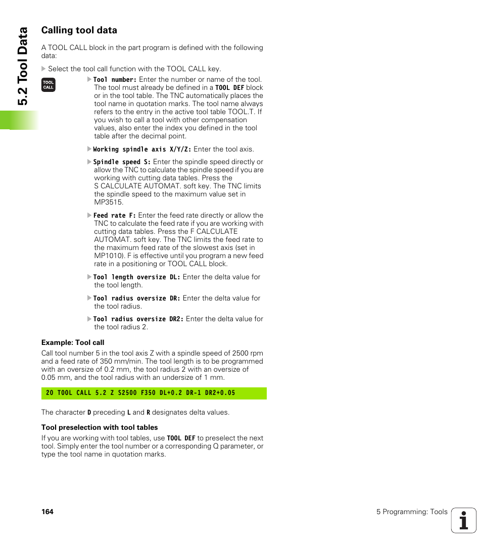 Calling tool data, 2 t ool d a ta | HEIDENHAIN iTNC 530 (340 422) User Manual | Page 164 / 657
