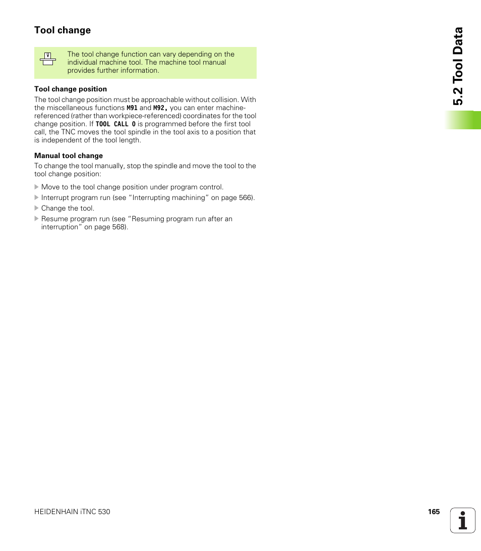 Tool change, 2 t ool d a ta | HEIDENHAIN iTNC 530 (340 422) User Manual | Page 165 / 657