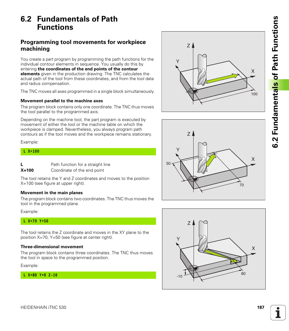 2 fundamentals of path functions, Programming tool movements for workpiece machining | HEIDENHAIN iTNC 530 (340 422) User Manual | Page 187 / 657