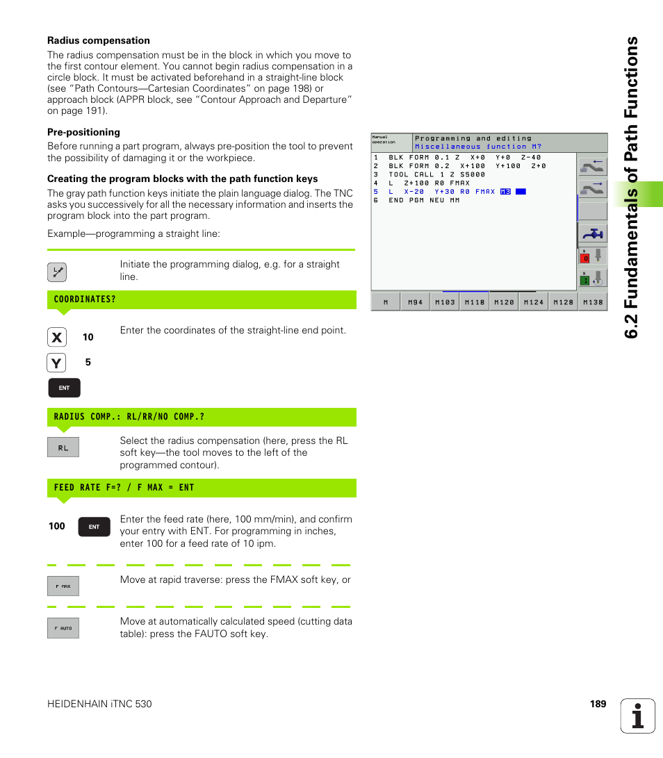 2 f undamentals of p a th f unctions | HEIDENHAIN iTNC 530 (340 422) User Manual | Page 189 / 657