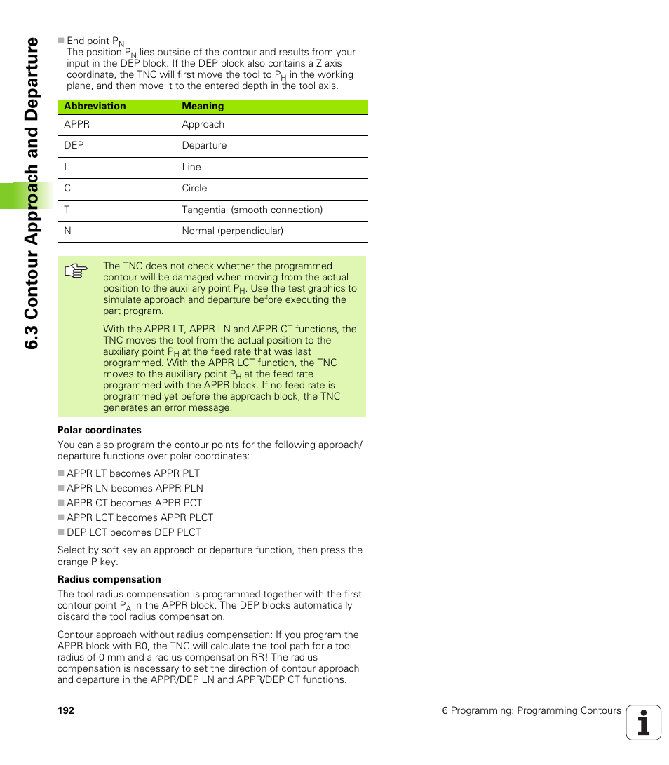 3 cont our appr oac h and depar tur e | HEIDENHAIN iTNC 530 (340 422) User Manual | Page 192 / 657