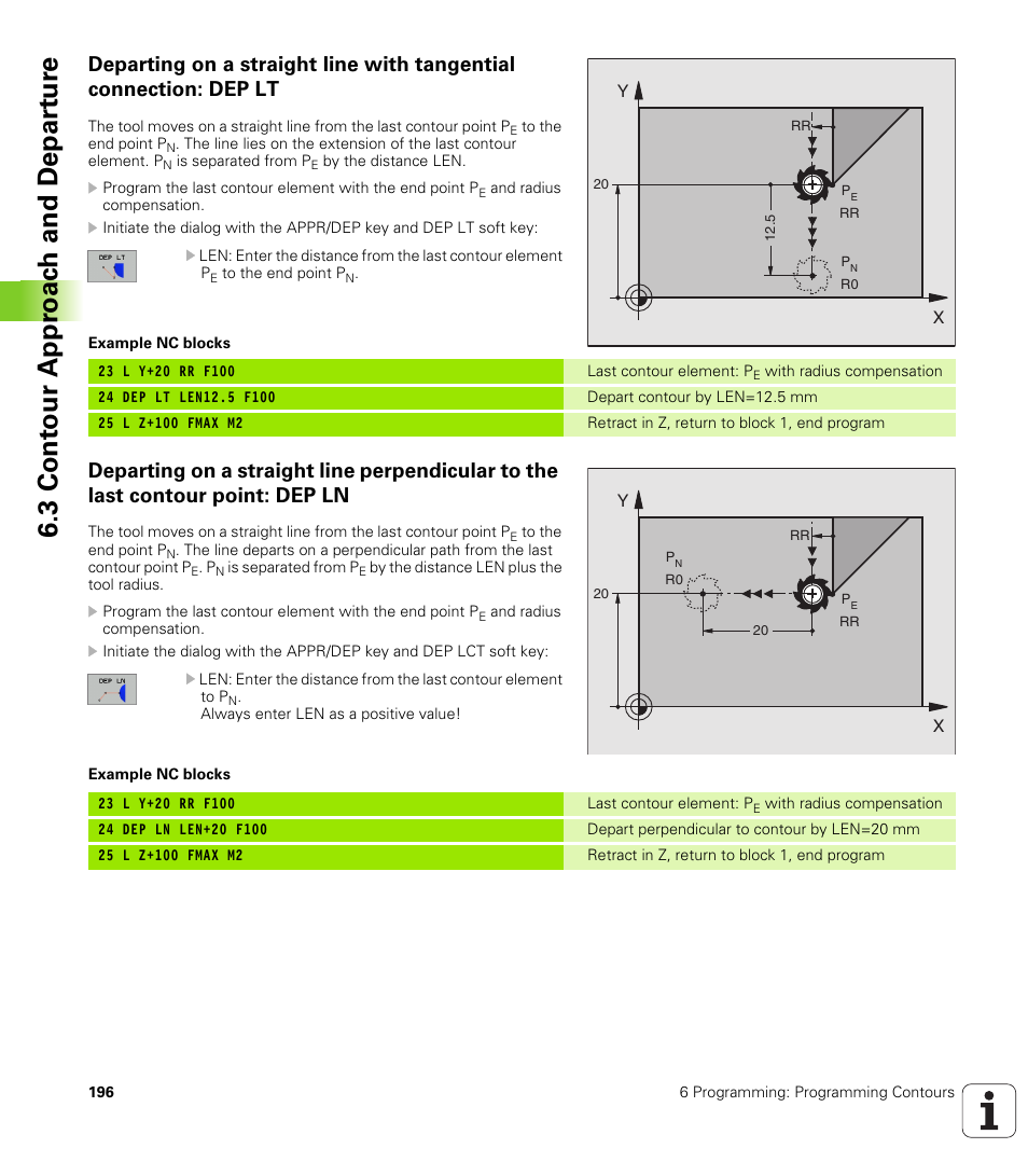 3 cont our appr oac h and depar tur e | HEIDENHAIN iTNC 530 (340 422) User Manual | Page 196 / 657