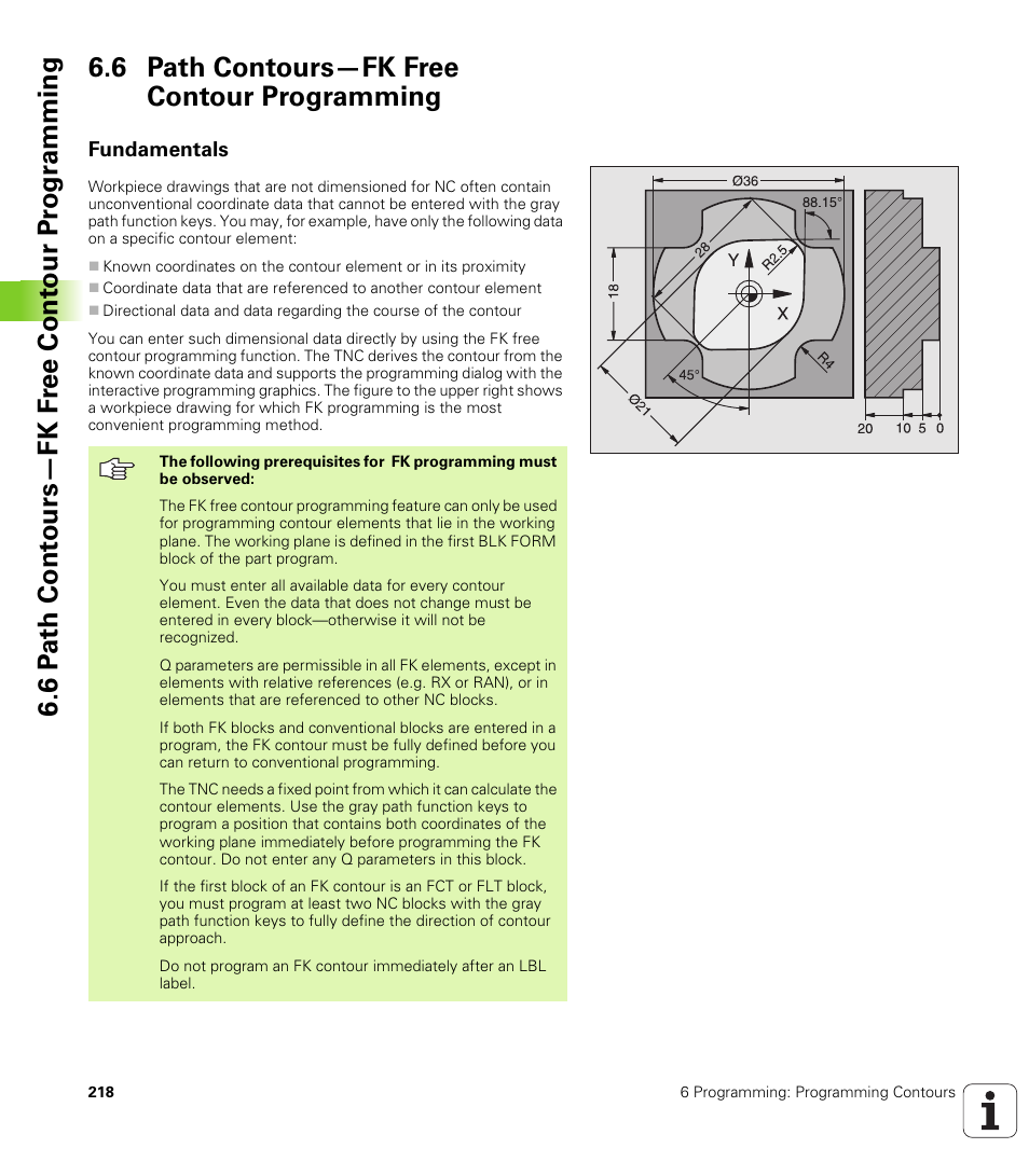 6 path contours-fk free contour programming, Fundamentals, 6 path contours—fk free contour programming | HEIDENHAIN iTNC 530 (340 422) User Manual | Page 218 / 657