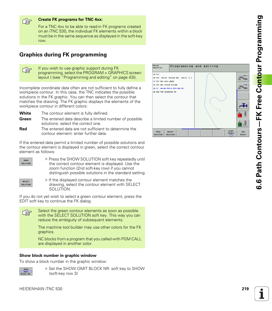 Graphics during fk programming | HEIDENHAIN iTNC 530 (340 422) User Manual | Page 219 / 657