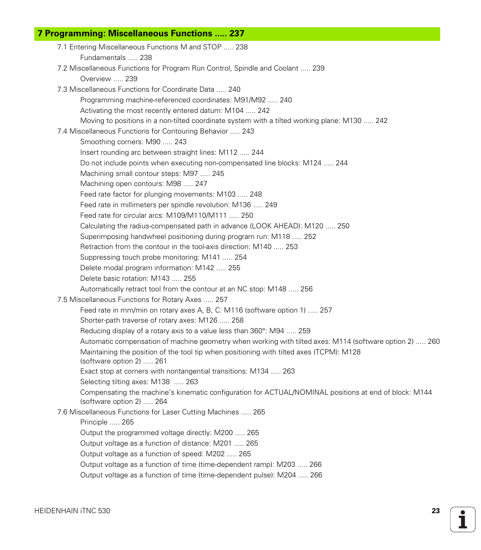 Programming: miscellaneous functions | HEIDENHAIN iTNC 530 (340 422) User Manual | Page 23 / 657