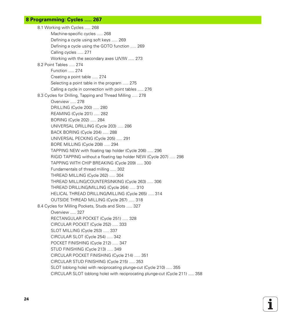 Programming: cycles | HEIDENHAIN iTNC 530 (340 422) User Manual | Page 24 / 657