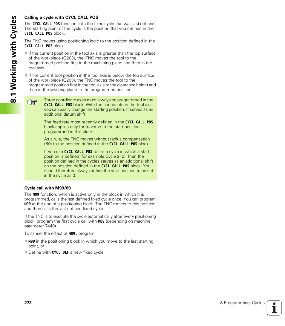 1 w o rk ing with cy cles | HEIDENHAIN iTNC 530 (340 422) User Manual | Page 272 / 657