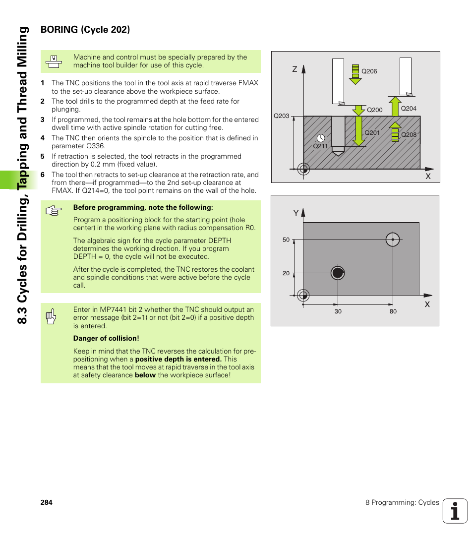 Boring (cycle 202) | HEIDENHAIN iTNC 530 (340 422) User Manual | Page 284 / 657
