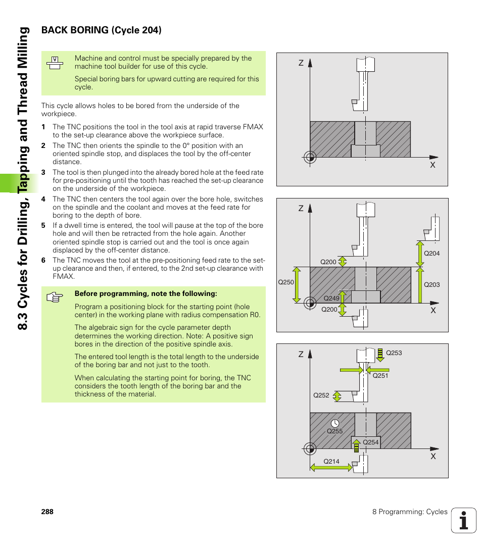 Back boring (cycle 204) | HEIDENHAIN iTNC 530 (340 422) User Manual | Page 288 / 657