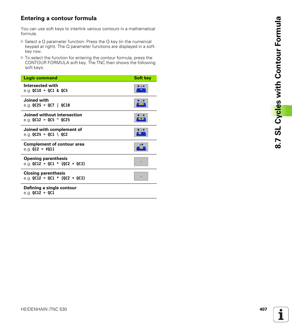 Entering a contour formula, 7 sl cy cles with cont our f o rm ula | HEIDENHAIN iTNC 530 (340 422) User Manual | Page 407 / 657