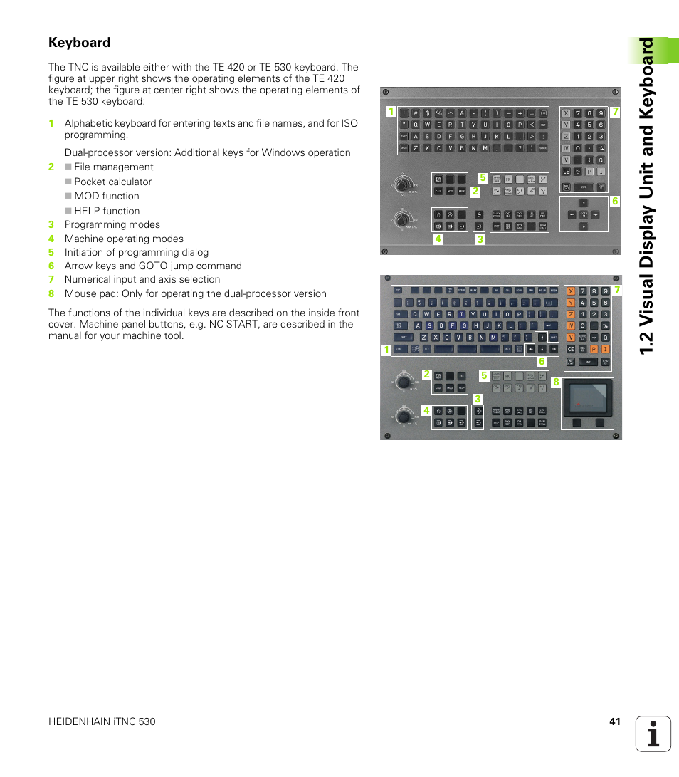 Keyboard, 2 v isual displa y unit and k e yboar d | HEIDENHAIN iTNC 530 (340 422) User Manual | Page 41 / 657