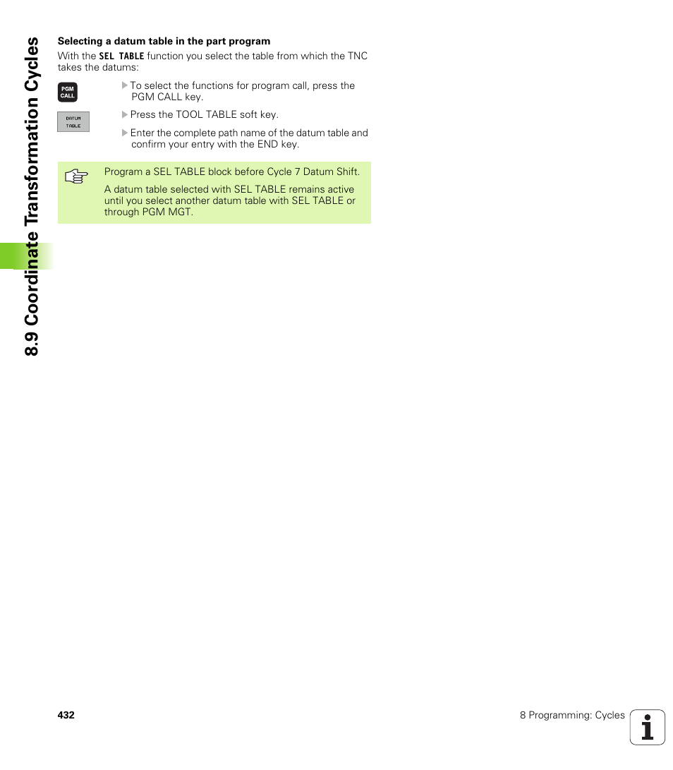 9 coor di na te t ra n s for m a ti on cy cle s | HEIDENHAIN iTNC 530 (340 422) User Manual | Page 432 / 657