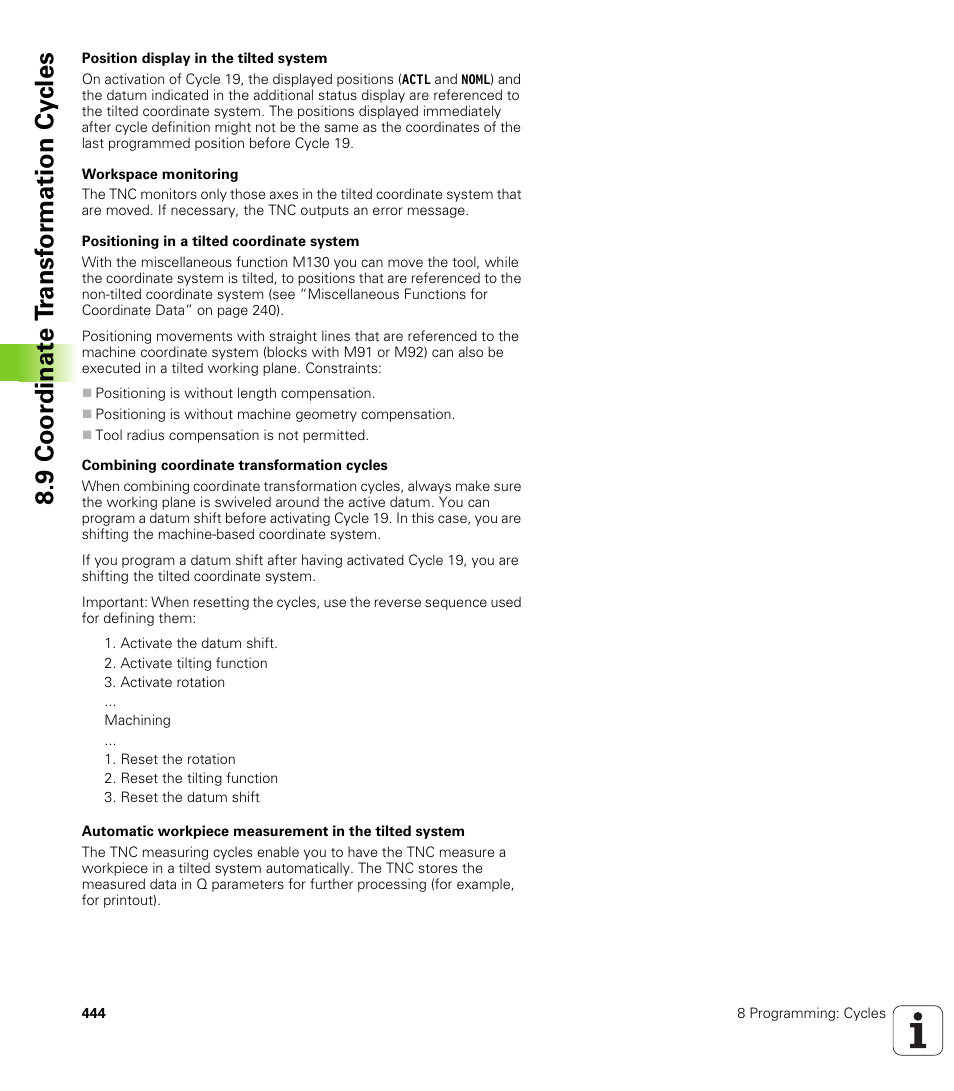 9 coor di na te t ra n s for m a ti on cy cle s | HEIDENHAIN iTNC 530 (340 422) User Manual | Page 444 / 657
