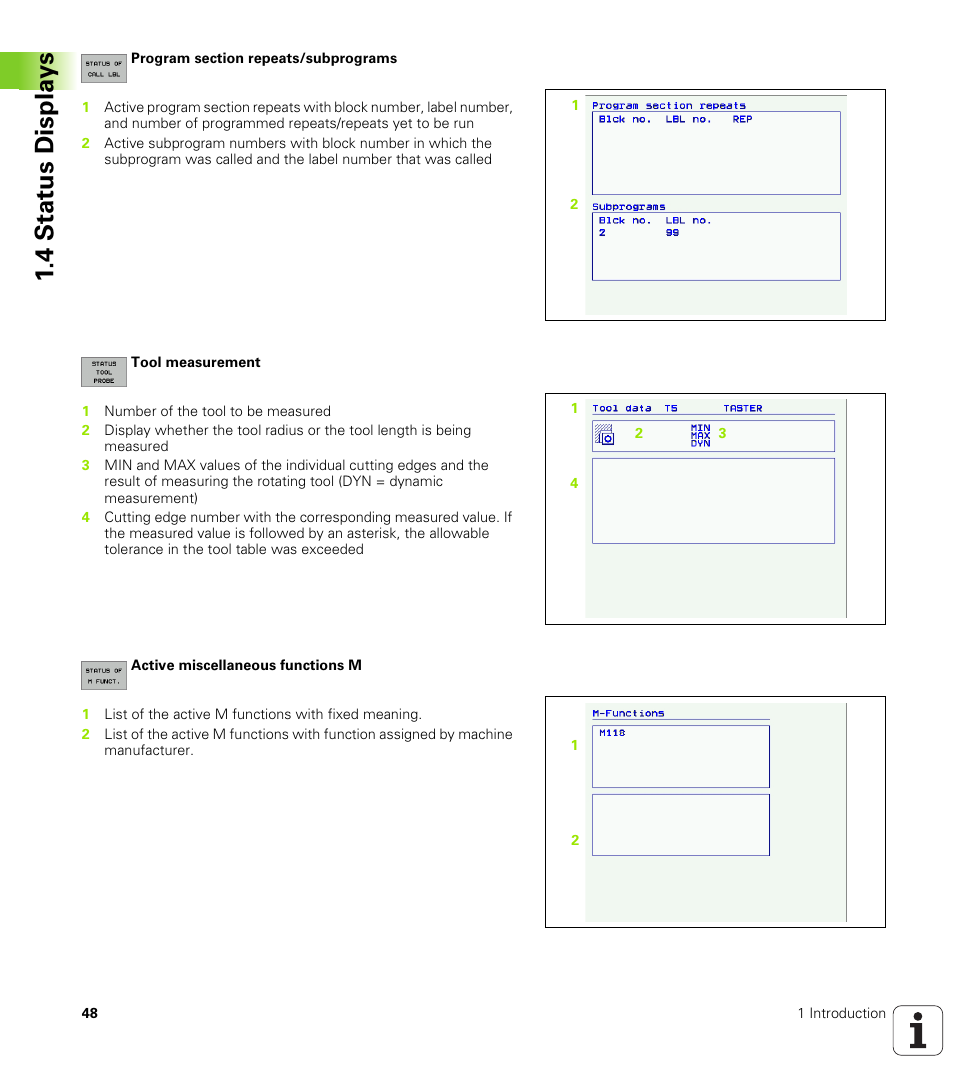 4 stat us displa ys | HEIDENHAIN iTNC 530 (340 422) User Manual | Page 48 / 657