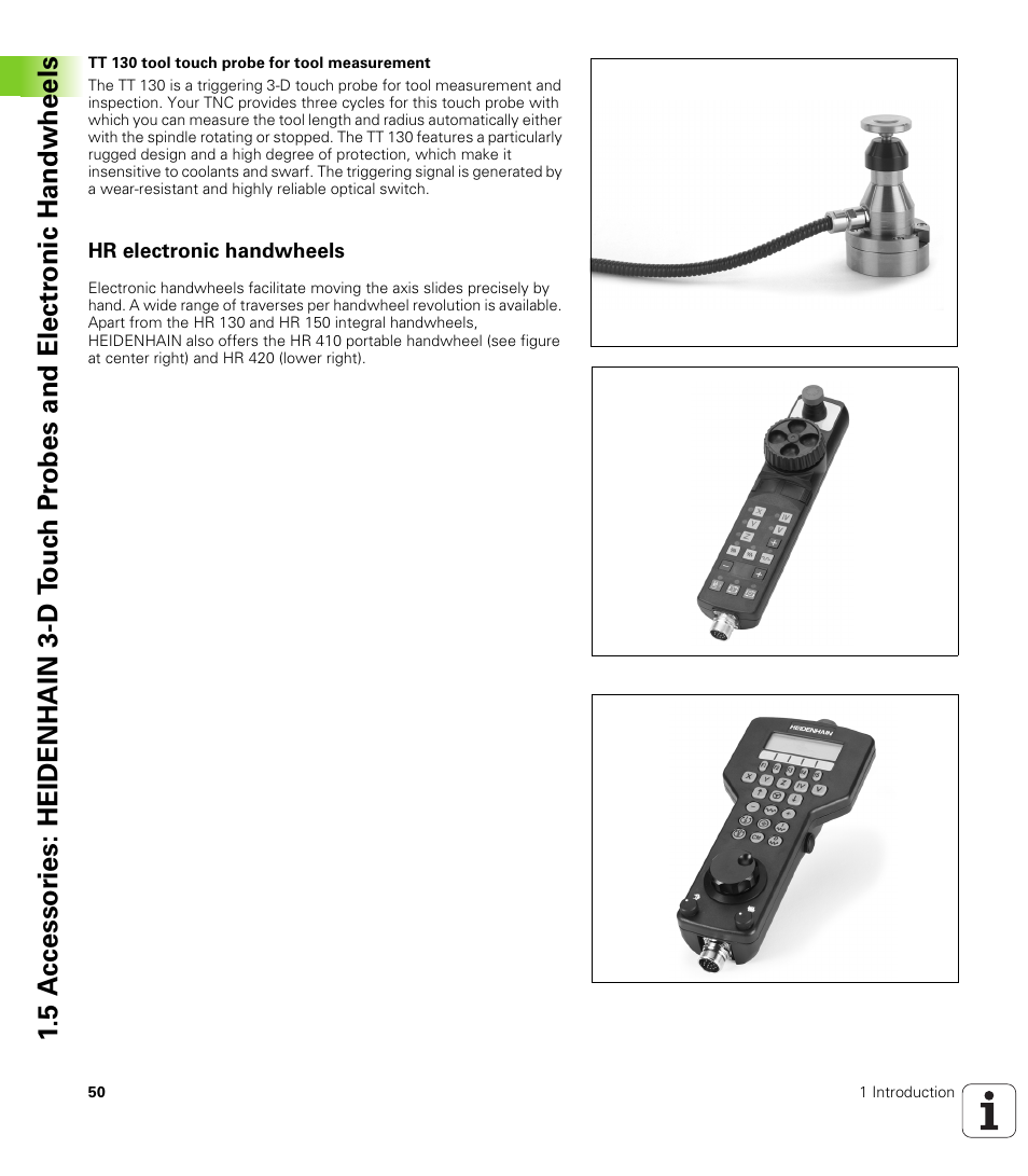 Hr electronic handwheels | HEIDENHAIN iTNC 530 (340 422) User Manual | Page 50 / 657