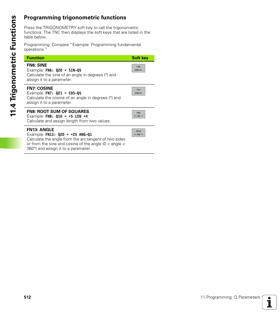 Programming trigonometric functions, 4 t rig onometr ic f unctions | HEIDENHAIN iTNC 530 (340 422) User Manual | Page 512 / 657