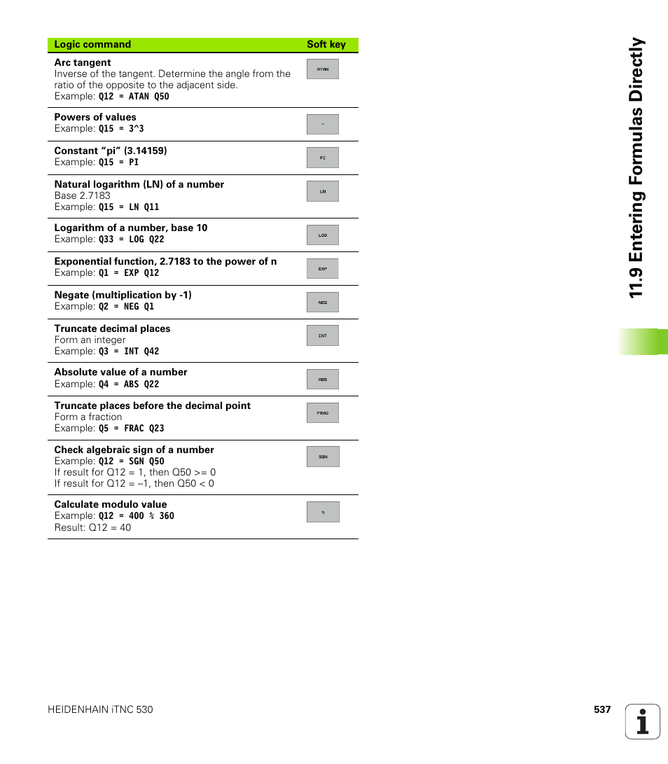 9 ent er ing f o rm ulas dir e ctly | HEIDENHAIN iTNC 530 (340 422) User Manual | Page 537 / 657