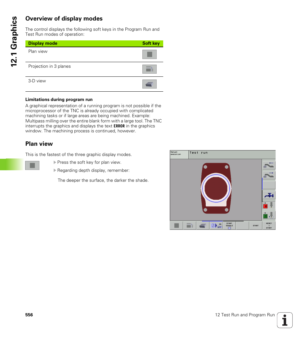 Overview of display modes, Plan view, 1 gr ap hics | HEIDENHAIN iTNC 530 (340 422) User Manual | Page 556 / 657
