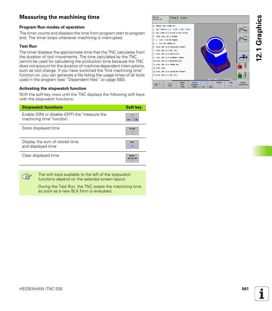 Measuring the machining time, 1 gr ap hics | HEIDENHAIN iTNC 530 (340 422) User Manual | Page 561 / 657