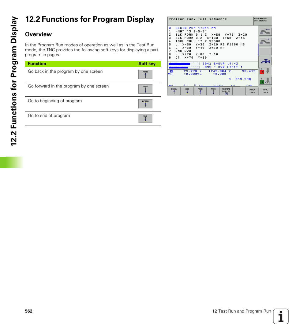 2 functions for program display, Overview | HEIDENHAIN iTNC 530 (340 422) User Manual | Page 562 / 657
