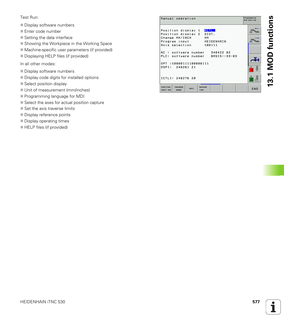1 mod functions | HEIDENHAIN iTNC 530 (340 422) User Manual | Page 577 / 657