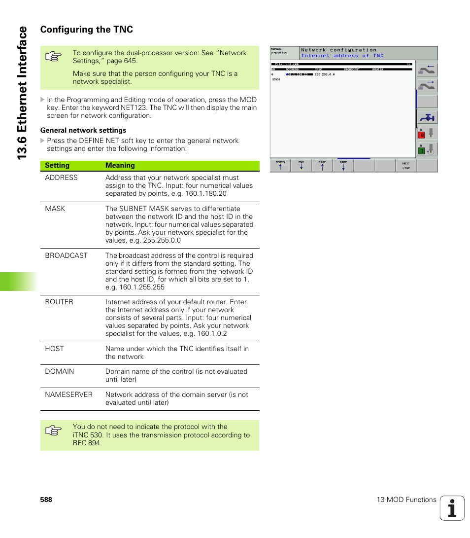 Configuring the tnc, 6 ether n et int e rf ace | HEIDENHAIN iTNC 530 (340 422) User Manual | Page 588 / 657