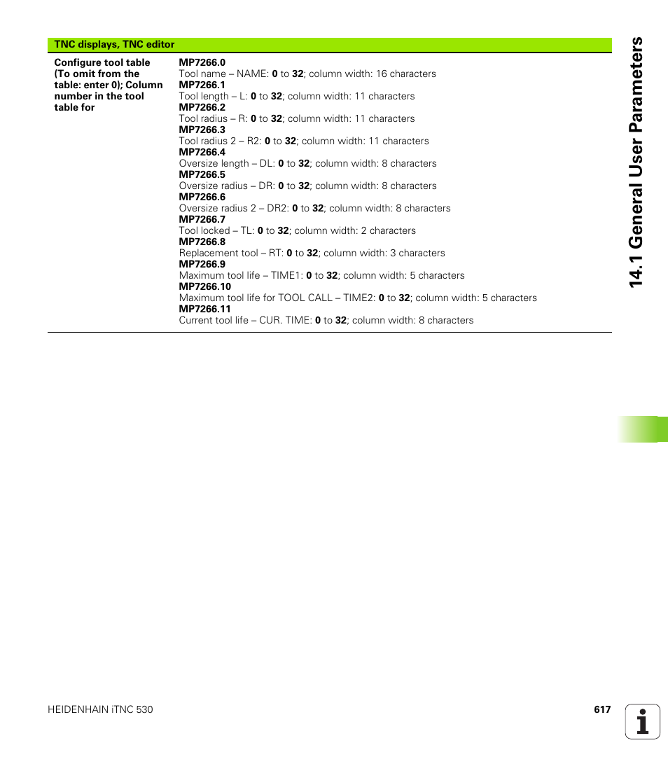 1 gener a l user p a ra met e rs | HEIDENHAIN iTNC 530 (340 422) User Manual | Page 617 / 657
