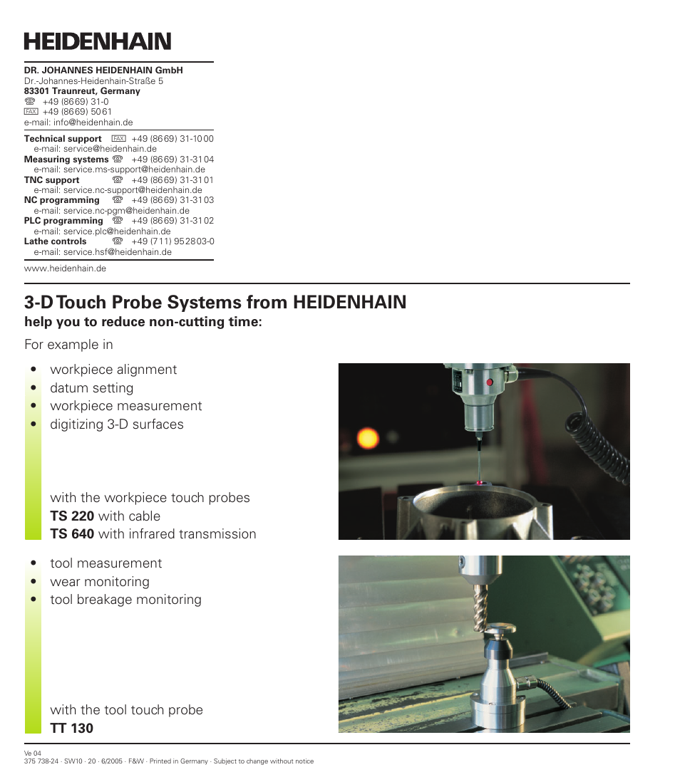 D touch probe systems from heidenhain | HEIDENHAIN iTNC 530 (340 422) User Manual | Page 657 / 657