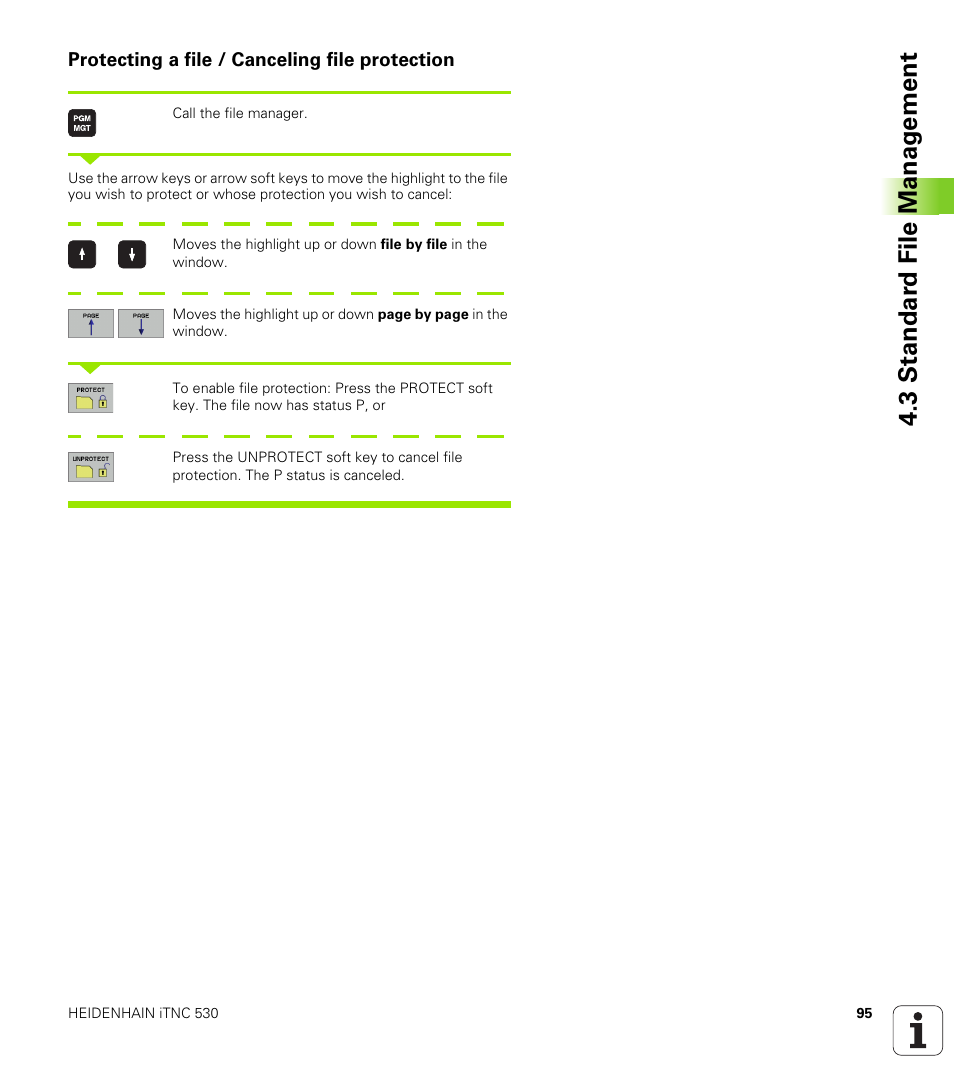 Protecting a file / canceling file protection, 3 standar d file manag e ment | HEIDENHAIN iTNC 530 (340 422) User Manual | Page 95 / 657