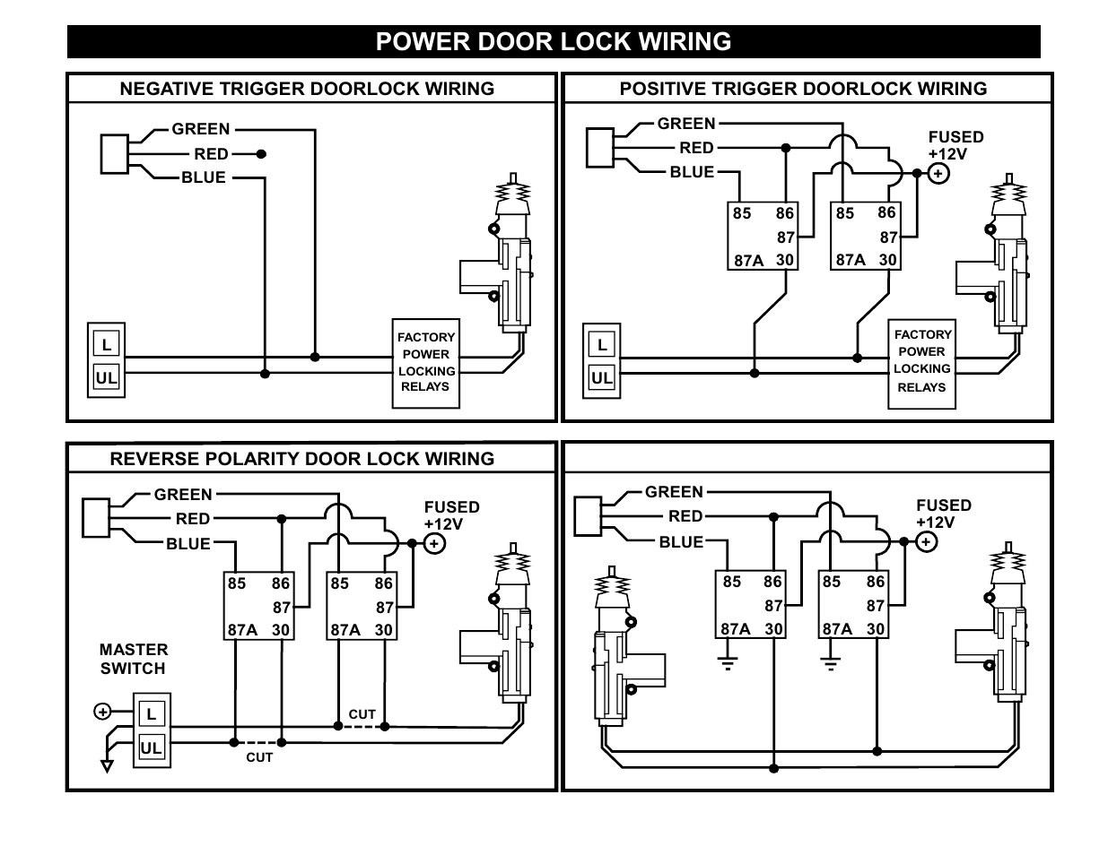 Power door lock wiring | Crimestopper Security Products CS-2001FC User Manual | Page 7 / 20